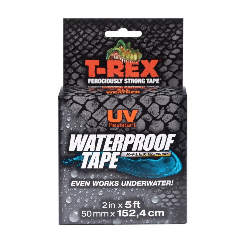 T-REX Heavy Duty Waterproof and Repair Tape for Wet or Rough/Dirty Surfaces Including Underwater, Leaks and More, 2" x 5', Black, 1-Roll (285988) - Image 1